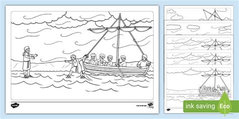 Jesus Walks on Water Colouring Pages (teacher made)