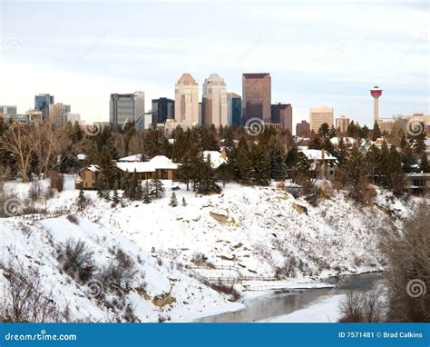 Calgary Skyline In Winter Stock Image - Image: 7571481