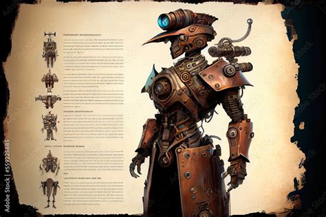 Portrait of a steampunk robot. An artistic abstract cyberpunk fantasy ...