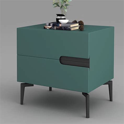 19.7"Lx15.7"W Blue PU Leather Uphosltered Nightstand with 2 Drawers ...