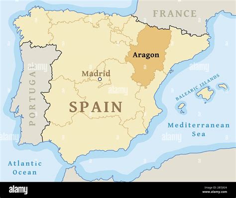 Aragon autonomous community location map within Spain. Vector ...