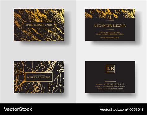 Elegant black luxury business cards with marble Vector Image