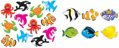 Buy 72 Pieces Fish and Ocean Animals Assorted Cutouts | Set of Paper Cut Outs for Bulletin Board ...