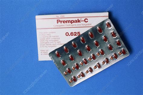 Hormone Replacement Therapy: Prempak-C pills - Stock Image - M625/0277 ...