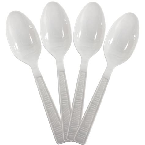 100 Pc White Strong Disposable Plastic Spoons Cutlery Utensils Party ...