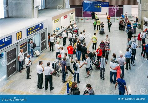 Busy International Arrivals Hall at Galeao Rio De Janeiro International Airport, Brazil ...