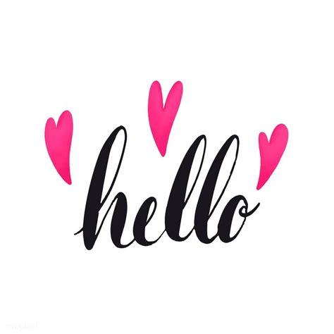 The word hello typography decorated with hearts vector | free image by rawpixel.com / Aum ...