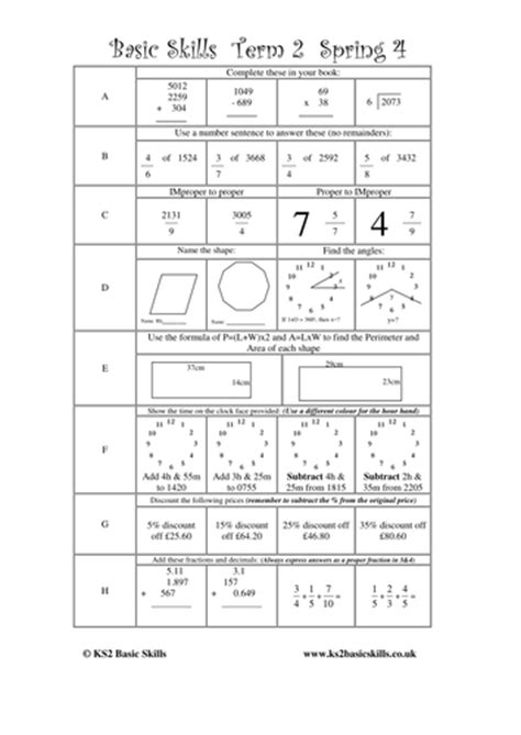 Maths worksheets basic skills | Teaching Resources