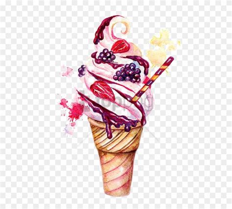 Free Png 手绘冰淇淋插画 - Realistic Ice Cream Sundae Drawing, Transparent Png ...