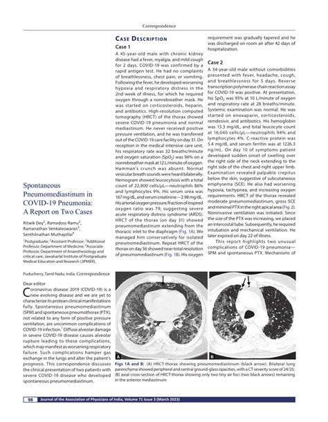 (PDF) Spontaneous Pneumomediastinum in COVID-19 Pneumonia: A Report on Two Cases