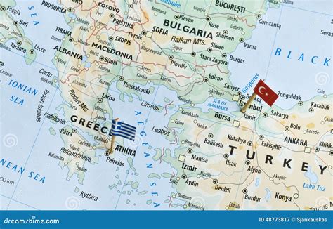 Greece And Turkey Map, Holiday Destinations Stock Photo - Image: 48773817