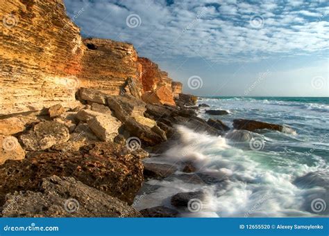 Rocky Coastline of Black Sea Stock Photo - Image of mountains ...