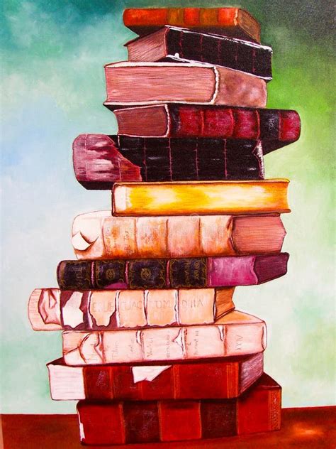 Books on canvas painting. stock image. Image of isolated - 16076781