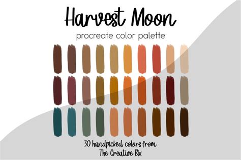 Harvest Moon Procreate Palette, 30 Colors, Color Palette, Procreate ...