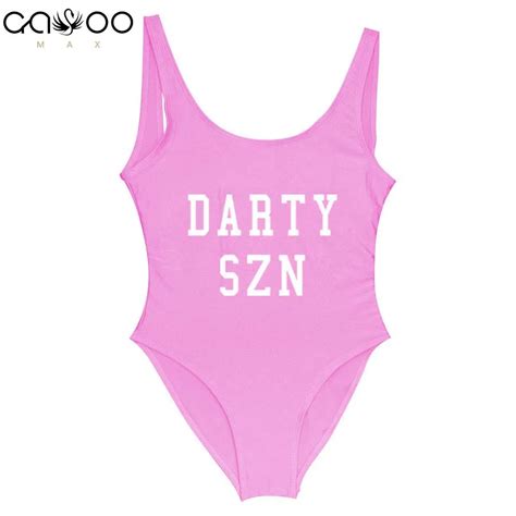 2018 High Cut One Piece Swimsuits Funny Letter Swimsuit One Piece Women Swimwear Swim Girl ...