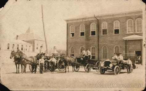 Firemen, Horse Drawn Fire Wagon, Fire Engine Postcard