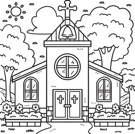 Christian Church Coloring Page for Kids 15694364 Vector Art at Vecteezy