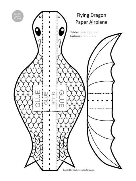 Instructions for Crafting a Flying Dragon Paper Airplane with Folding and Gluing Techniques | PDF