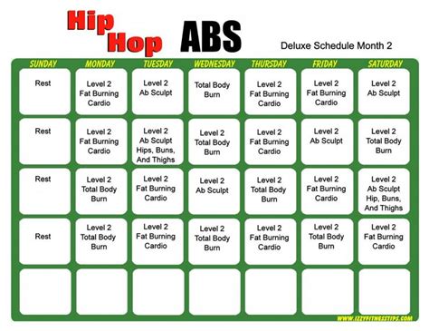 Print A Workout Calendar | Hip hop abs workout, Hip hop abs, Workout ...