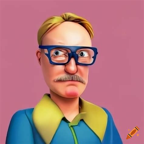 Cartoon of a swedish middle-aged man with glasses on Craiyon