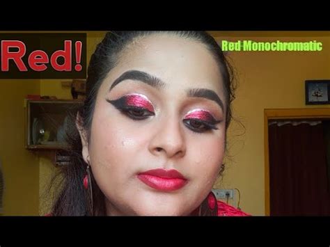 Red Monochromatic makeup look// Red cut crease Makeup Look - YouTube