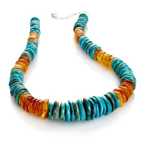 Jay King Turquoise and Amber Beaded Disc Necklace, $149.90 | Turquoise ...