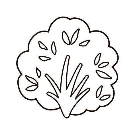 Vector black and white bush icon. Little outline shrub isolated on ...