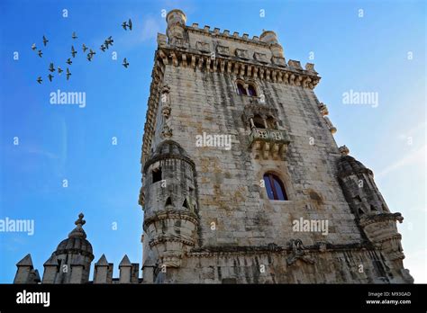 Lisbon, Belem Tower at sunset Stock Photo - Alamy