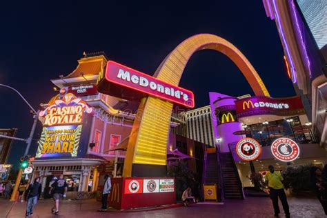 Night Exterior View of the McDonald S and Other Store Editorial Photo ...