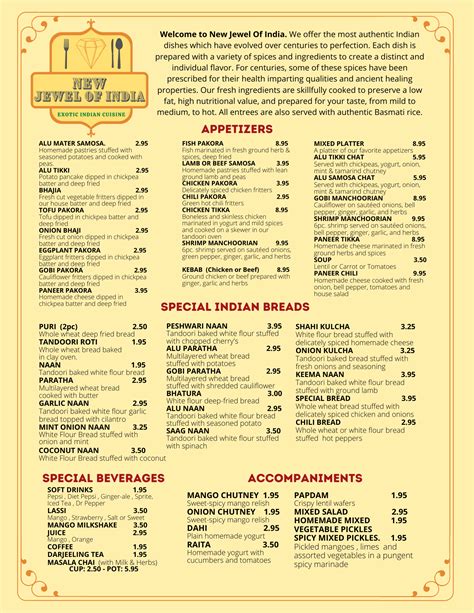 Menu – New Jewel Of India