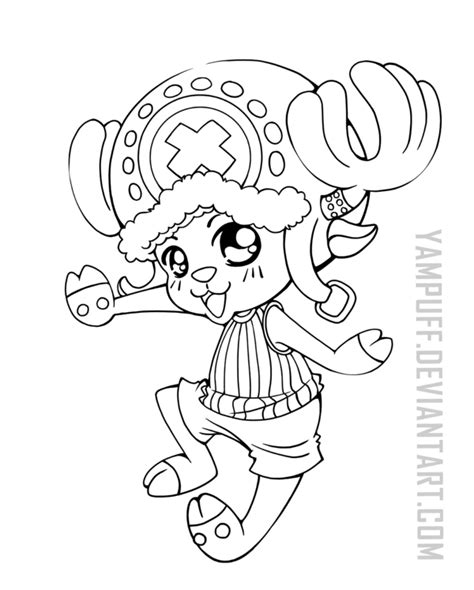 Tony Tony Chopper ::One Piece Lineart Commission: by YamPuff | Coloring books, Colorful drawings ...