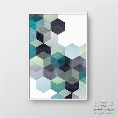 Printable Geometric Art Geometric Print Modern Poster Green