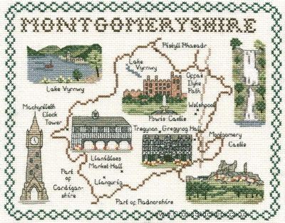 Montgomeryshire Map Cross Stitch Kit - Classic Embroidery – Very Crafty