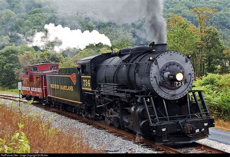 WMSR 734 Western Maryland Scenic Railroad Steam 2-8-0 at Cumberland ...