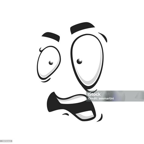 Cartoon Face Vector Icon Frightened Funny Emoji Stock Illustration - Download Image Now ...