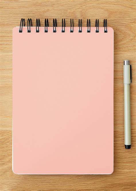 Blank plain pink notebook page with a pen mockup | free image by ...