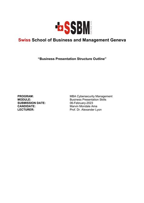 (PDF) Business Presentation Structure Outline