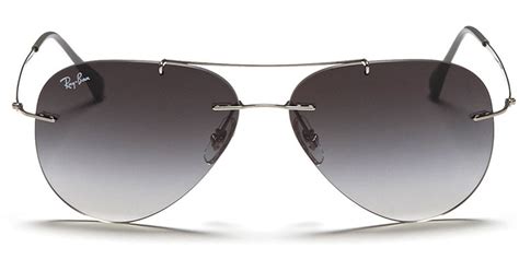 Lyst - Ray-Ban 'aviator Light Ray' Rimless Titanium Sunglasses in Metallic