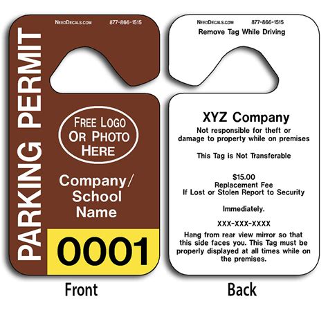 Parking Permit Template Download 50 @ $3.10 to 2,500 @ $0.42 Free Numbering & Backprinting