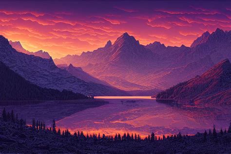 Mountain Lake Sunset Wallpaper