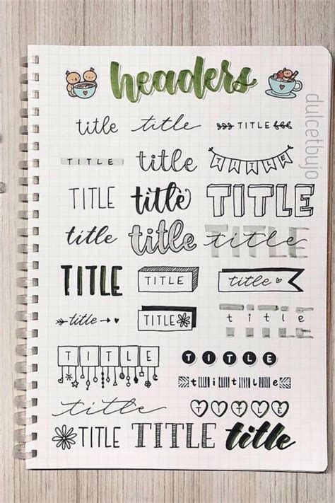 Creative Bullet Journal Header and Title Ideas