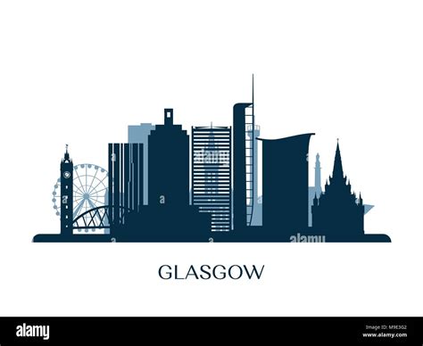 Glasgow skyline, monochrome silhouette. Vector illustration Stock ...