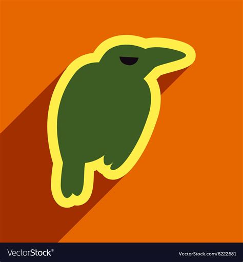 Flat with shadow icon crow bright background Vector Image