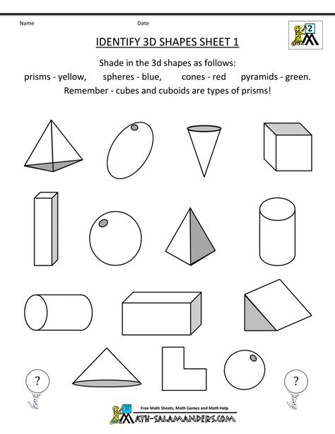 Geometric 3d Shapes Worksheet