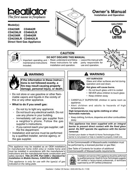 Heatilator Gas Fireplace User Manual – Mriya.net