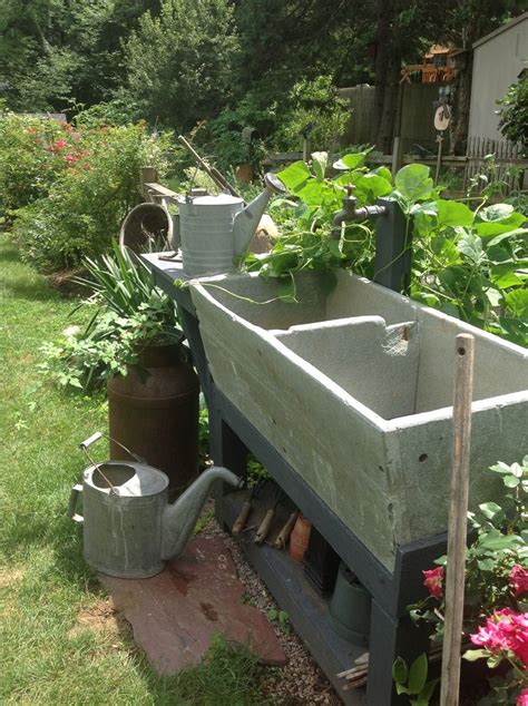 Old soapstone sink...handy to garden for potting and watering | Outdoor sinks, Garden sink ...