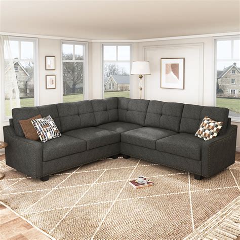 Honbay Living Room 3+2 Corner Sectional Sofa Dark Gray & Reviews | Wayfair