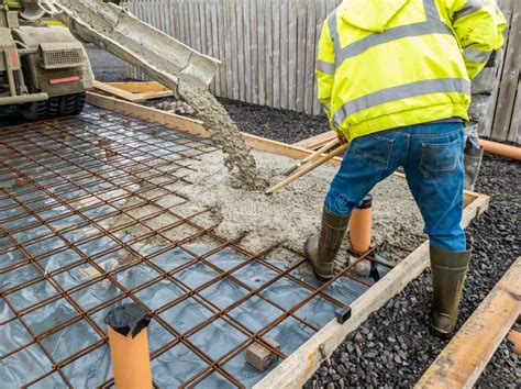 Concrete Pouring for the Basement of a Building- Concrete Slab Stock ...