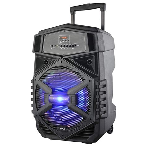 Pyle 12 inch Portable Bluetooth PA Speaker System with LED Lights, USB ...