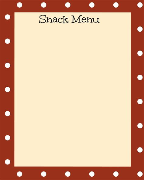 Blank Menu Template Printable